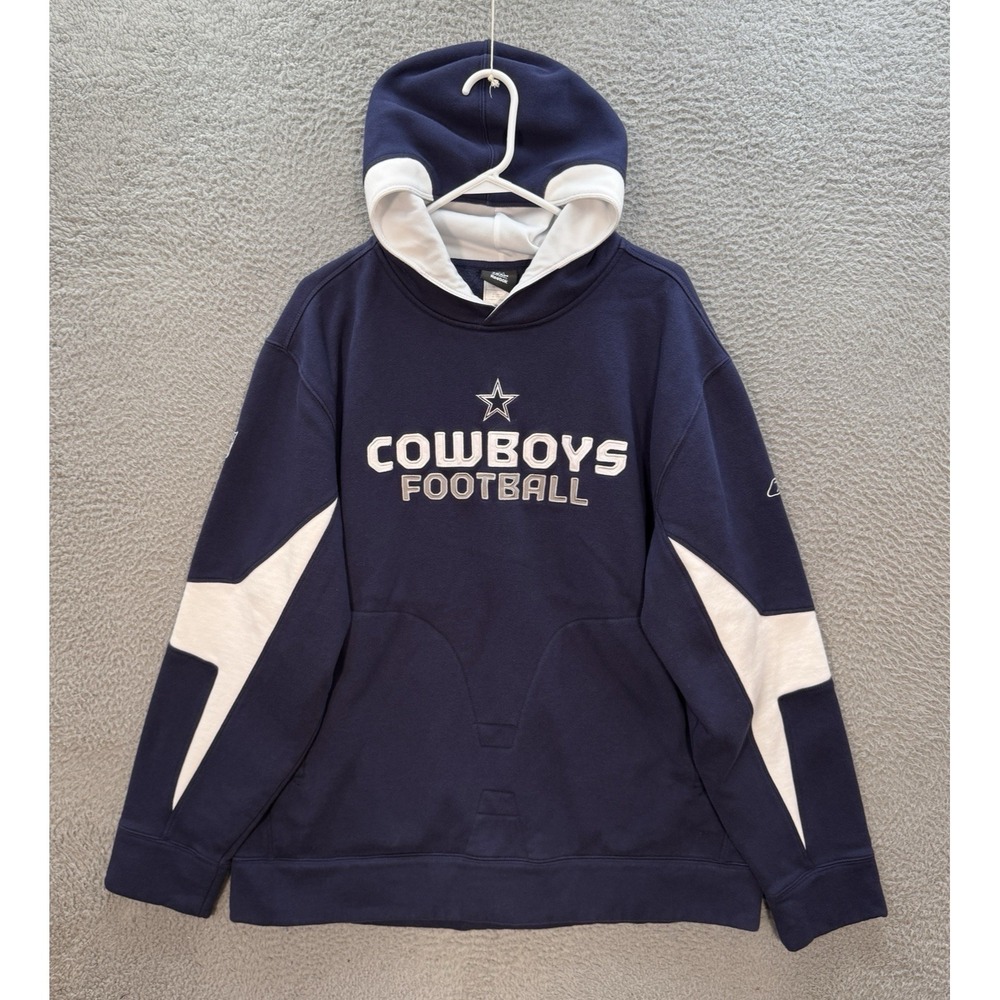 Dallas Cowboys Sweatshirt‎ Adult XL Blue Pullover Hoodie Embroidered Reebok NFL